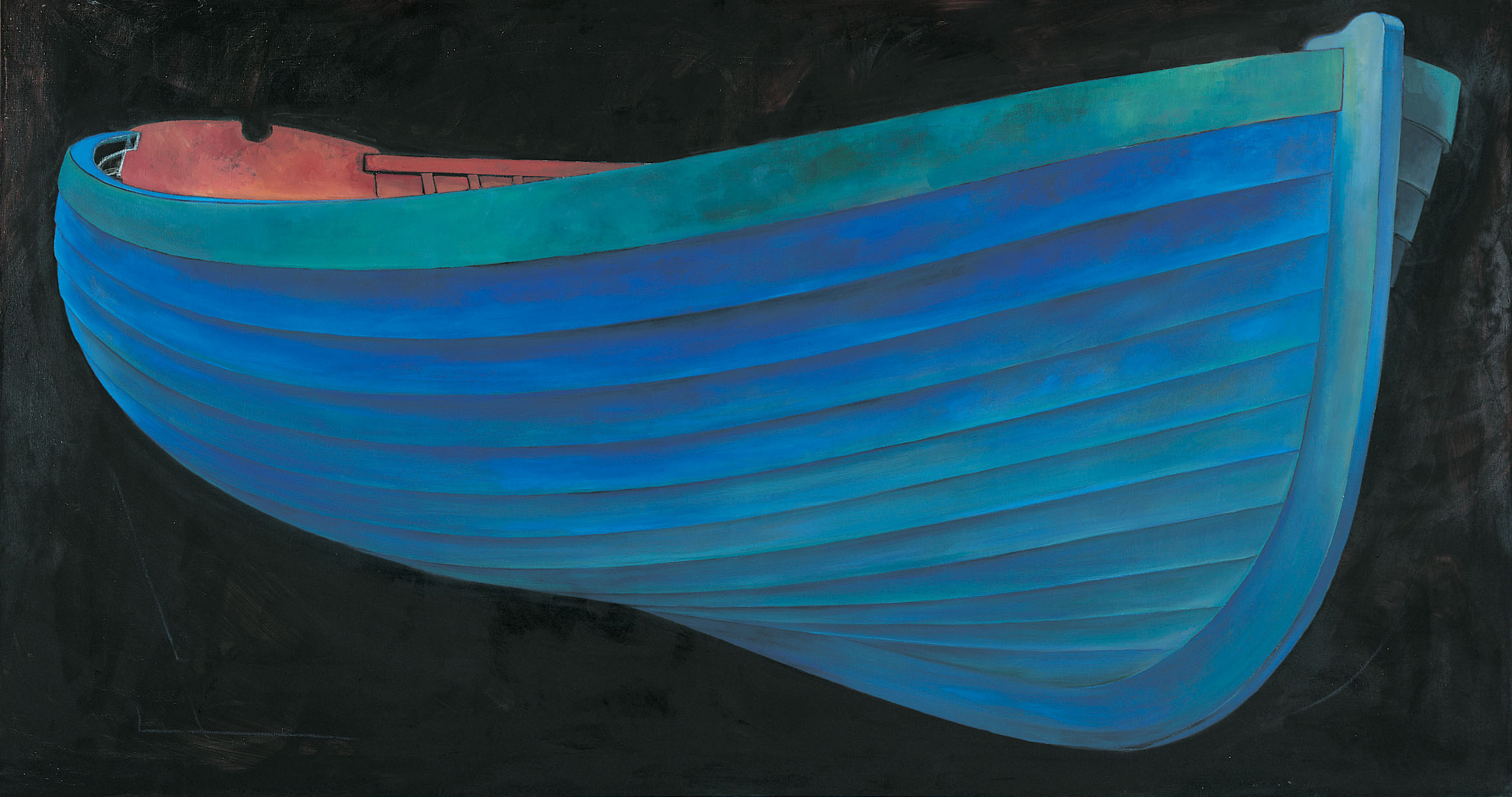 Blue Boat, 2001. 48 x 96'' Oil on Linen. © James Dodds