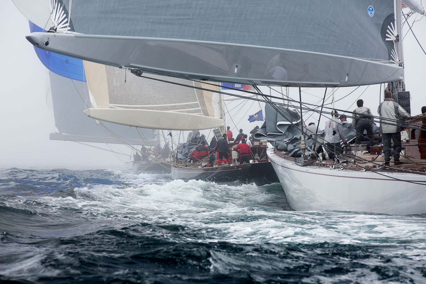 Photo: Lionheart leads Velsheda and lastly Ranger on a downwind leg (looks great blown up) at the J Class Falmouth 2012 © Emily Harris Photography