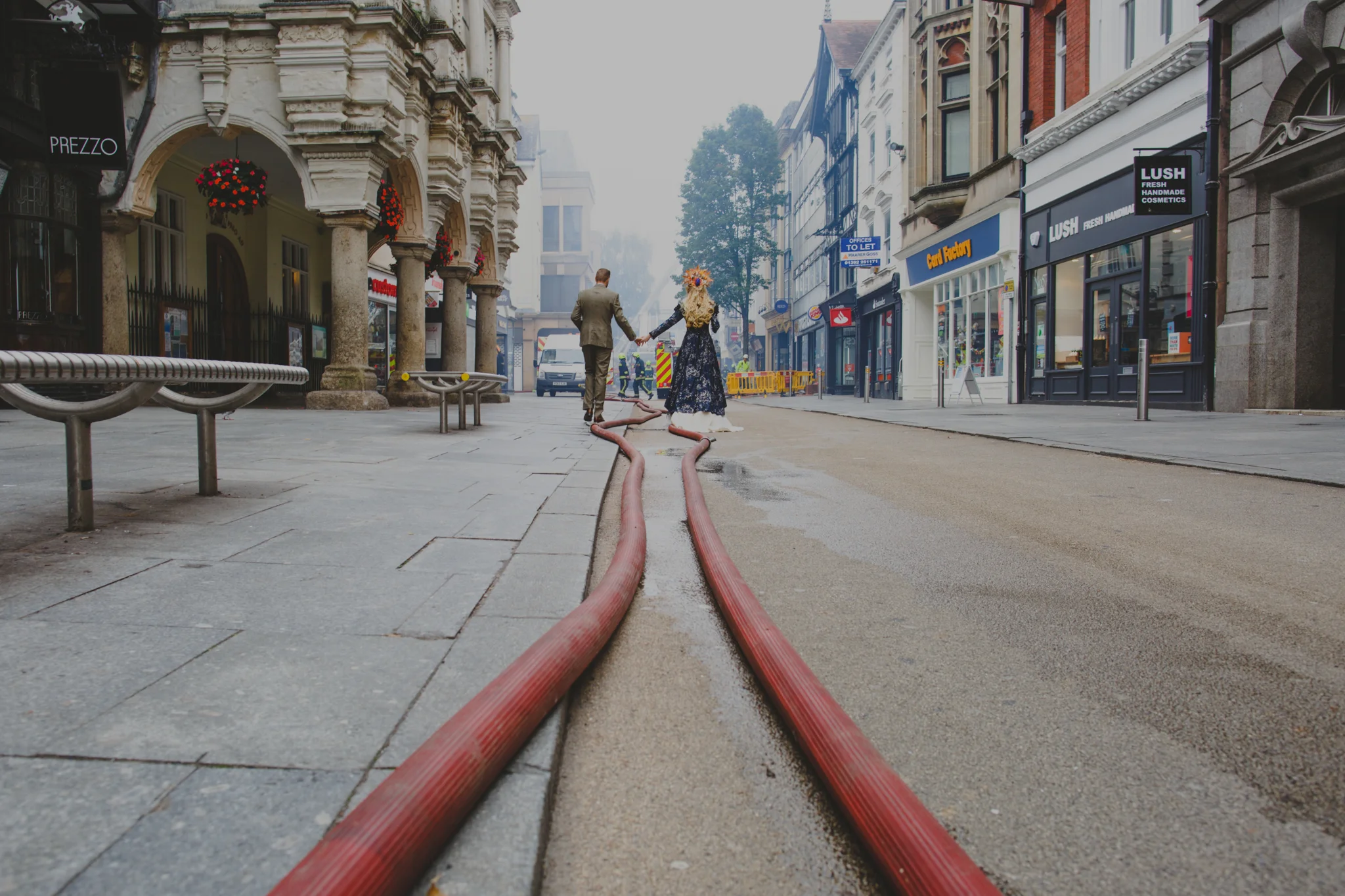 Iconic Exeter Fire Wedding Photograph Royal Clarence Hotel | Amy Sampson Devon Wedding Photographer