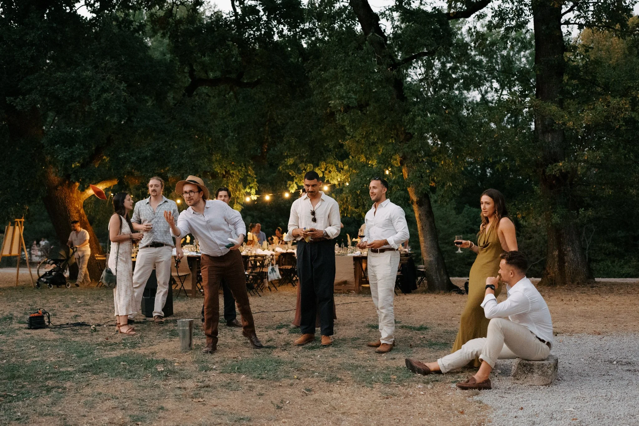 wedding guests in the south of France at Domaine Le Castelet playing lawn games