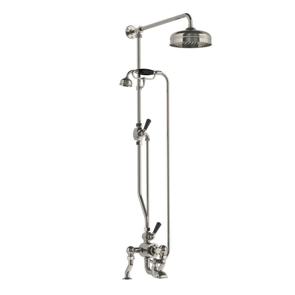 kontrast reagere skuffet DM BL 8825 Classic black deck mounted thermostatic bath shower mixer with  riser, hand shower & 8" rose — Lefroy Brooks (UK & Europe)