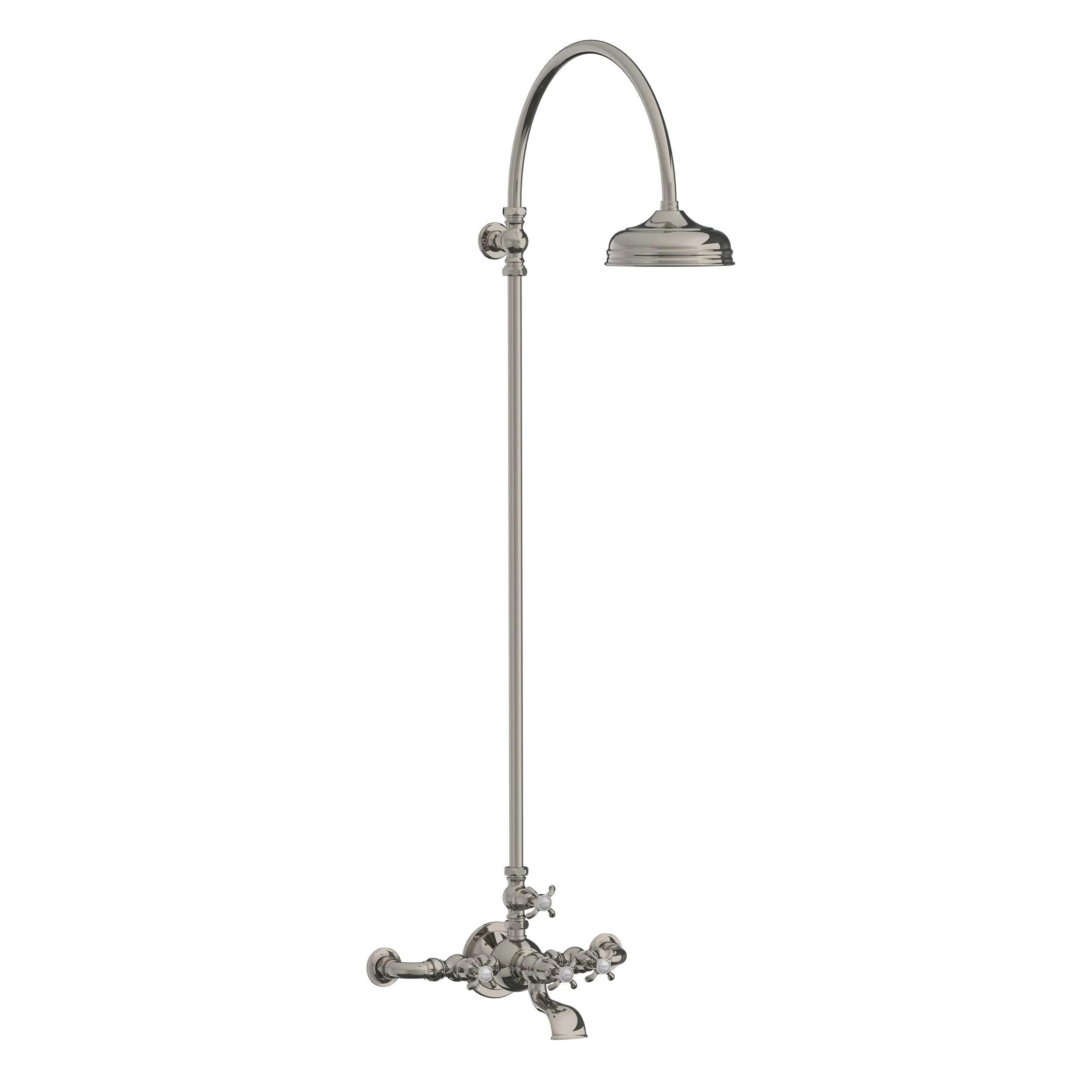 FH 1156   La Chapelle wall mounted bath shower mixer with riser &amp; 8" rose