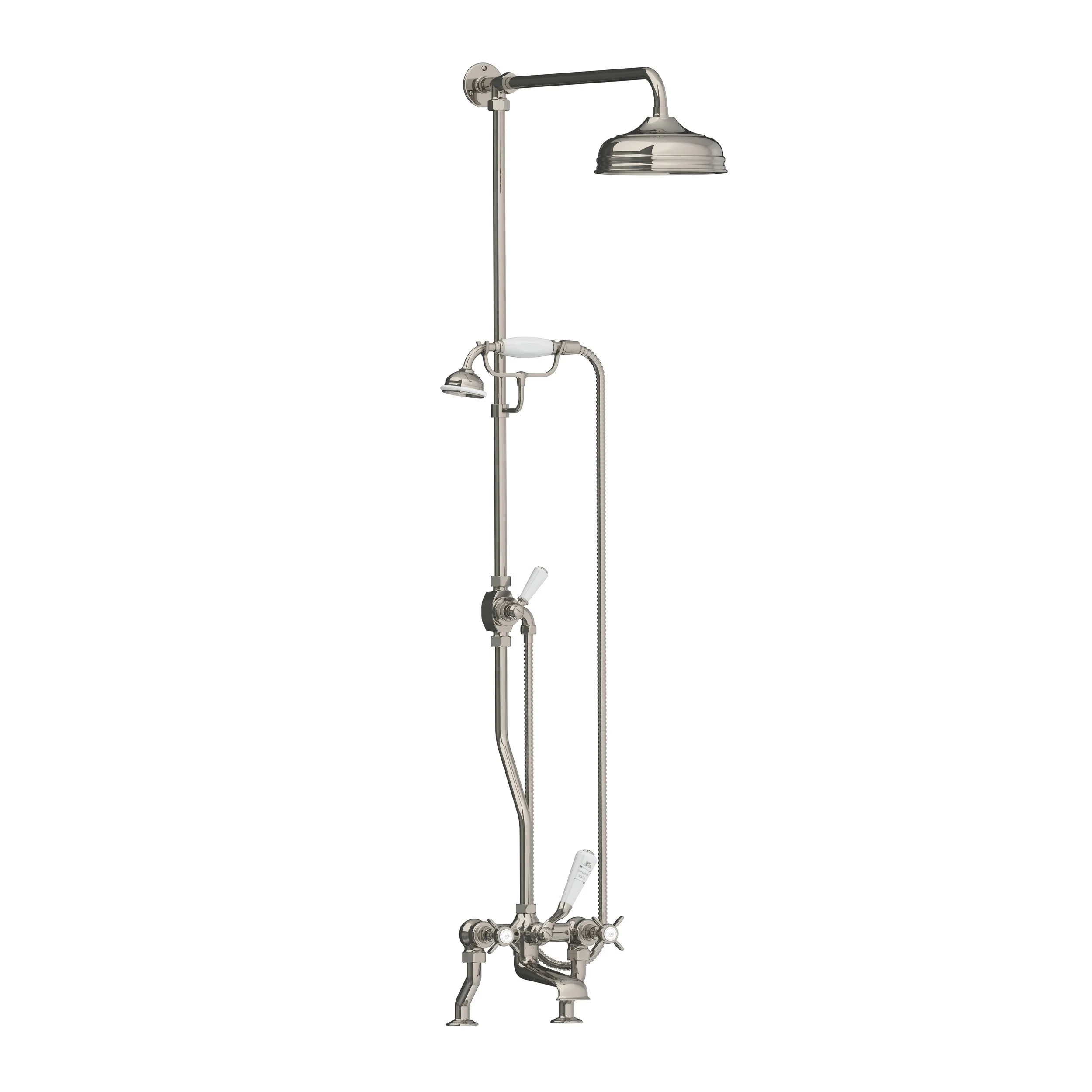 LB 1701   Classic deck mounted bath shower mixer with riser, hand shower &amp; 8" rose