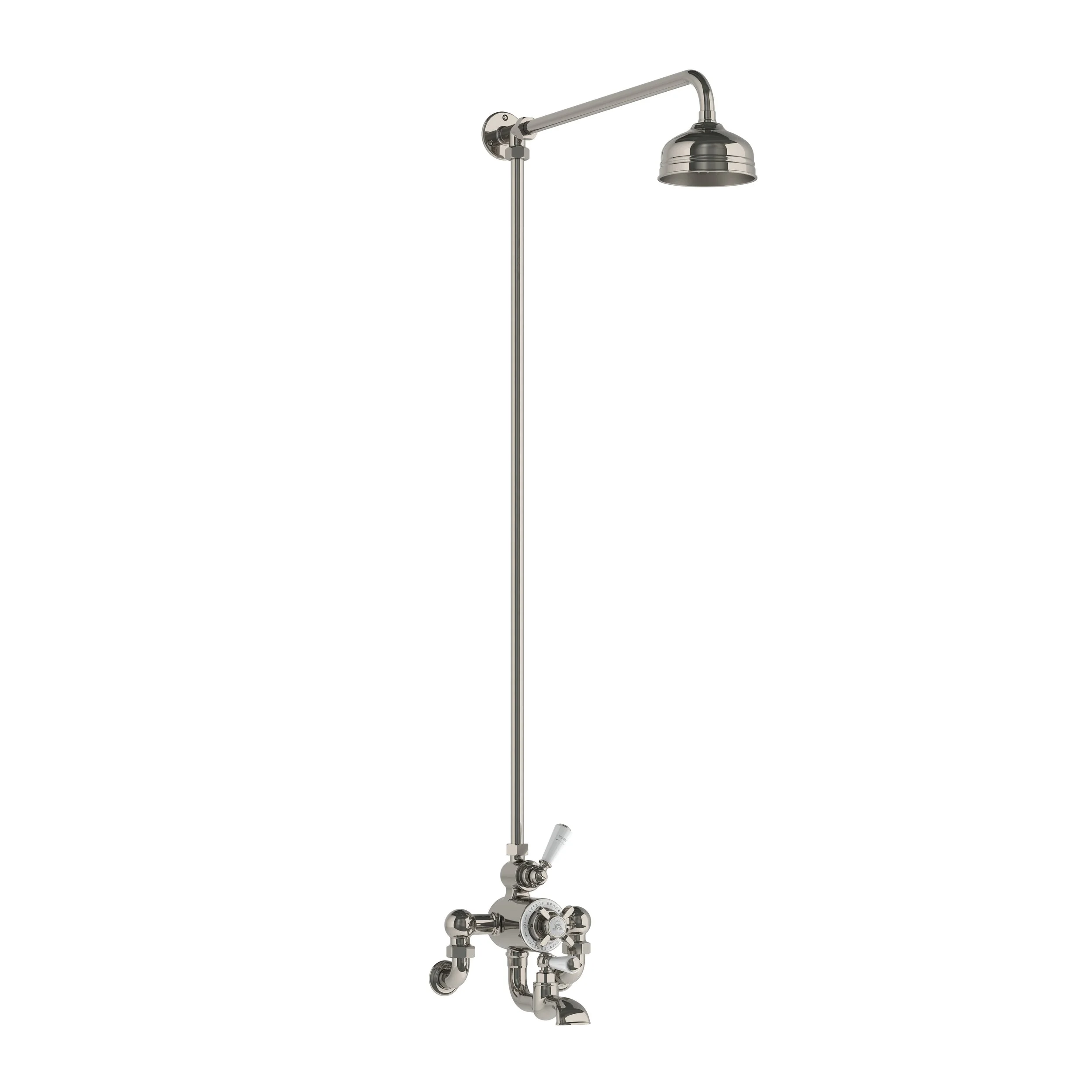 WM GD 8821   Classic wall mounted thermostatic bath shower mixer with riser &amp; 5" rose