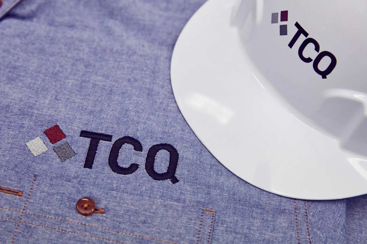 New logo printed onto new uniforms and hard hats