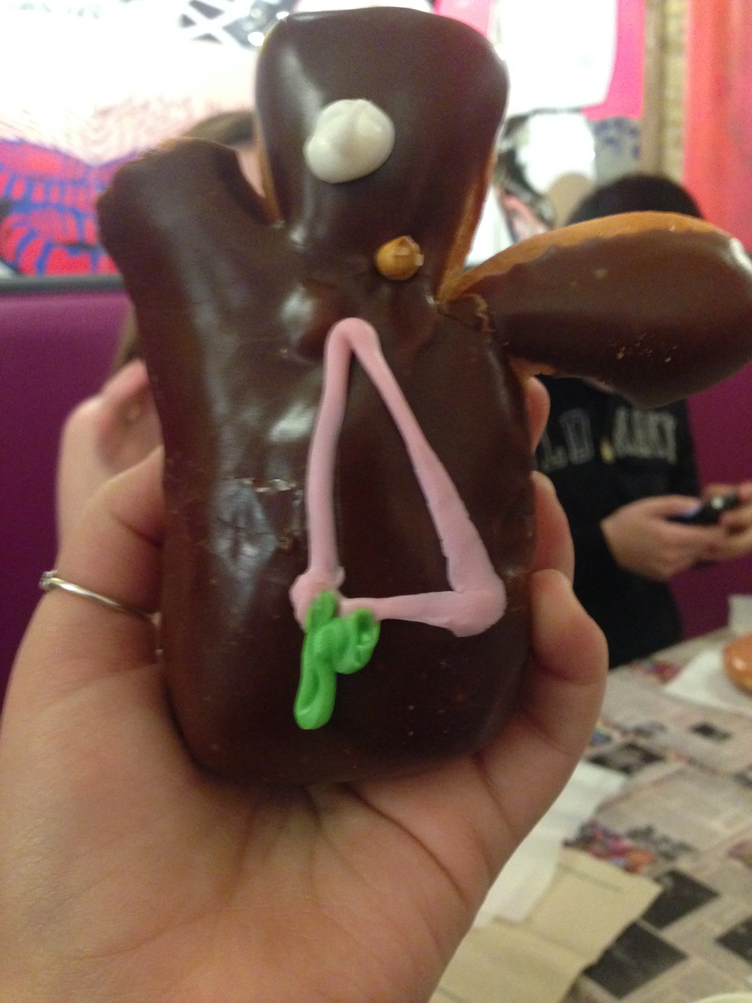 The VooDoo donut. I ate the arm and that was it. PS: It is filled with strawberry jam/blood