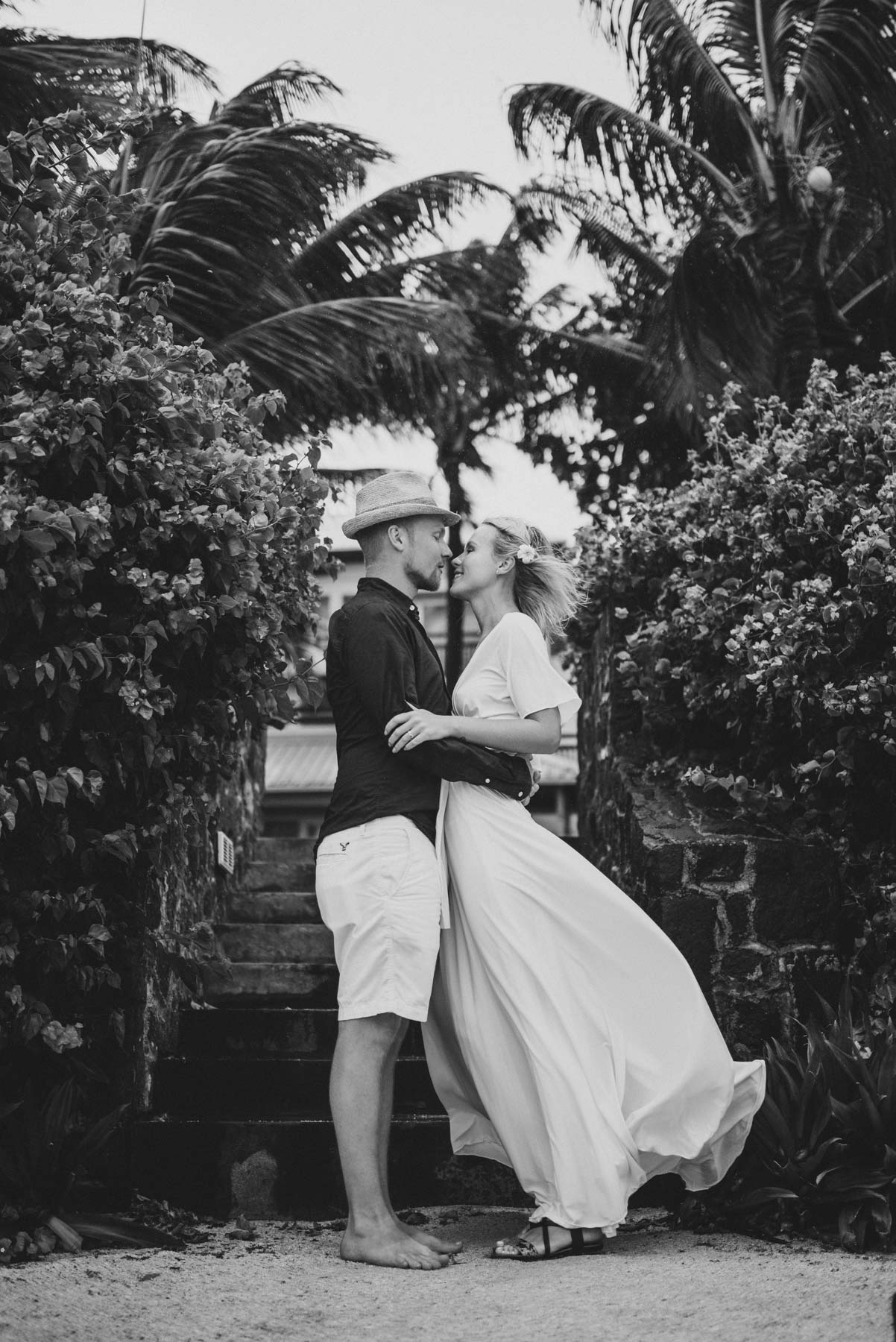 Copy of Sita Kelly | Mauritius Honeymoon Photographer | Couple standing in wind | woman in white dress