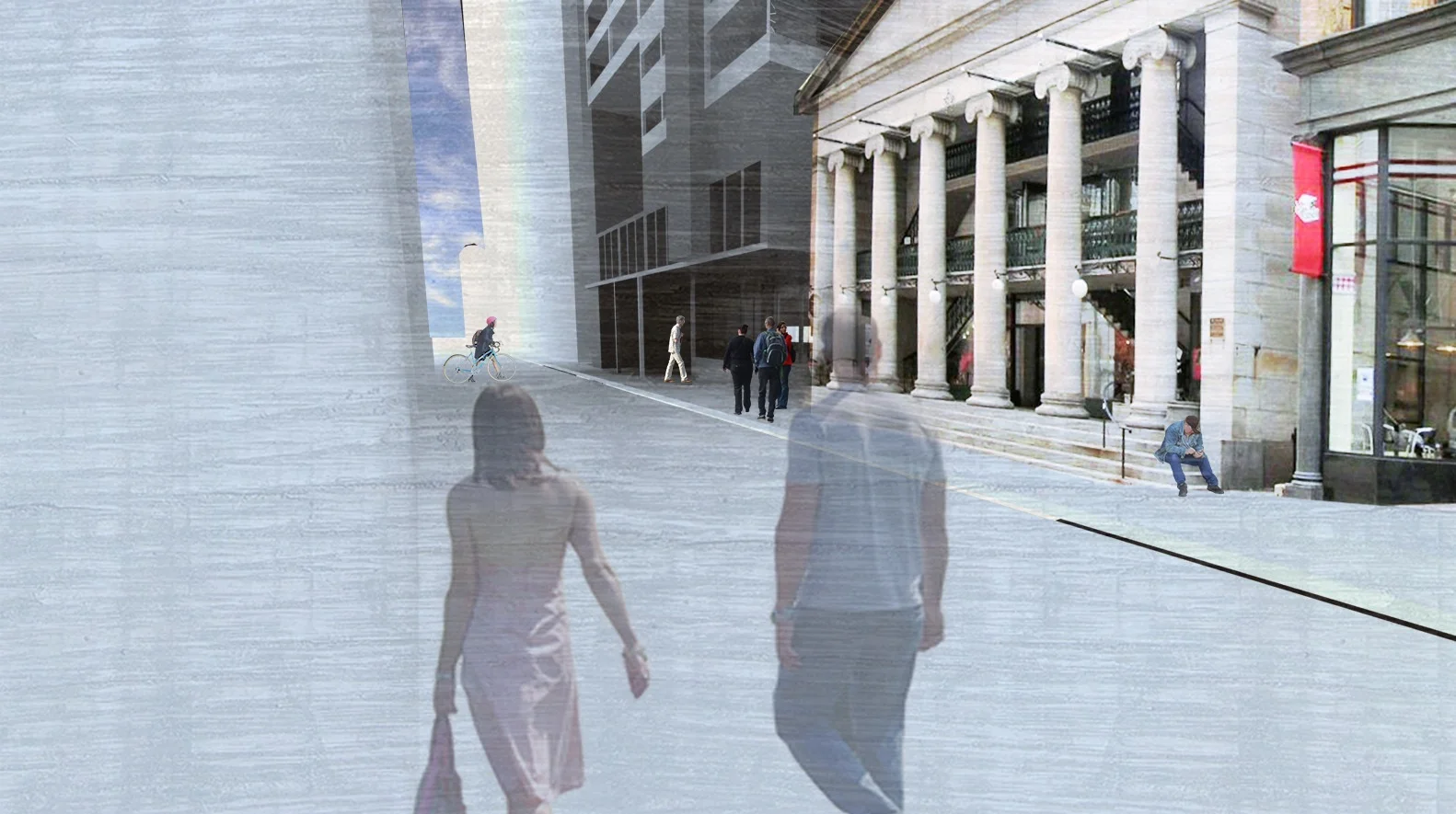 The main entrance off of Westminster St. shares a street edge with the historic Providence Arcade. 
