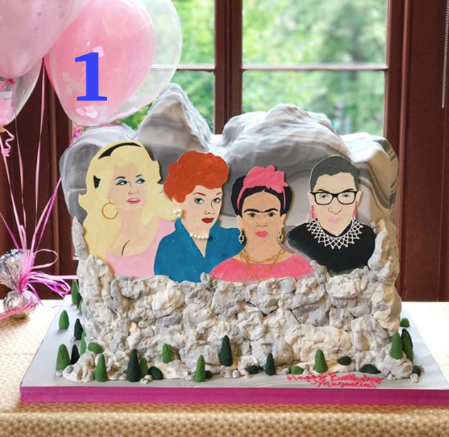 It was an honor to bring this cake to life. We were asked to make this cake for a very special little lady’s first bday and we couldn’t’ think of a more fitting way to celebrate a very young woman’s first year of life! Between Dolly, Lucille, Frida and RBG, this cake made us wish that this beauty was real! I guess that’s one of the nice things about cake- if you can dream it, we can make it!