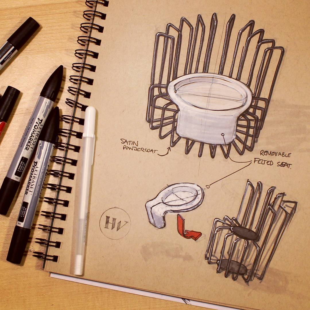 Wire chair ideas with felt seat cover.