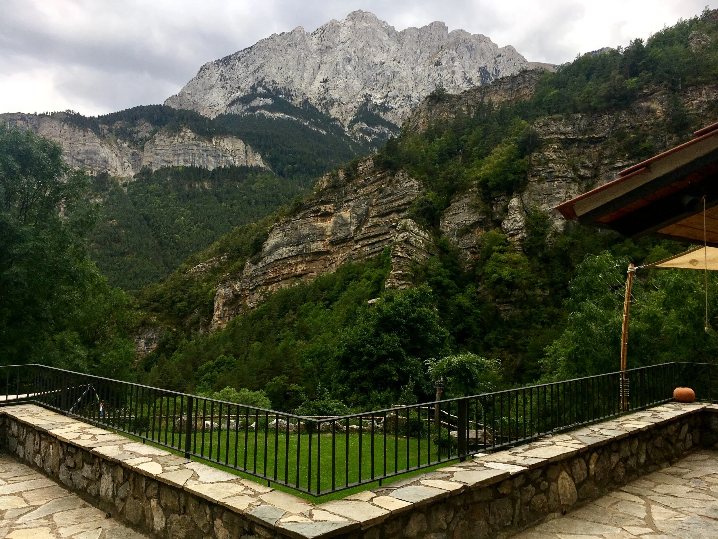 Back yard of the refuge looking out at the backside of Pedraforca