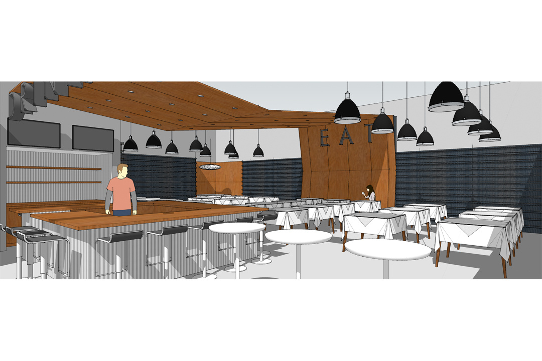 interior rendering of restaurant renovation by vermont architects