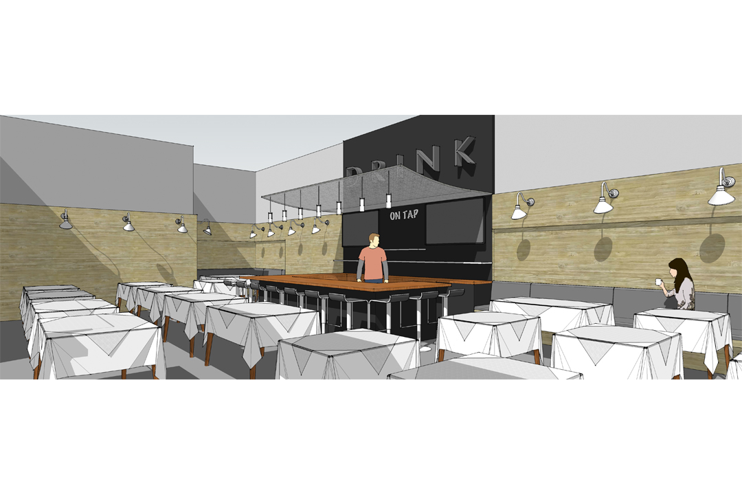 interior rendering of restaurant renovation by vermont architects