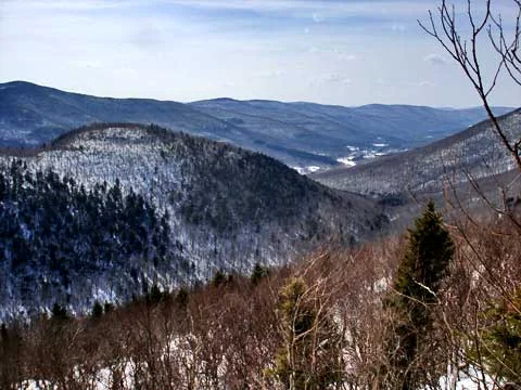 Winter view down Spructon Valley from the John Robb lean-to