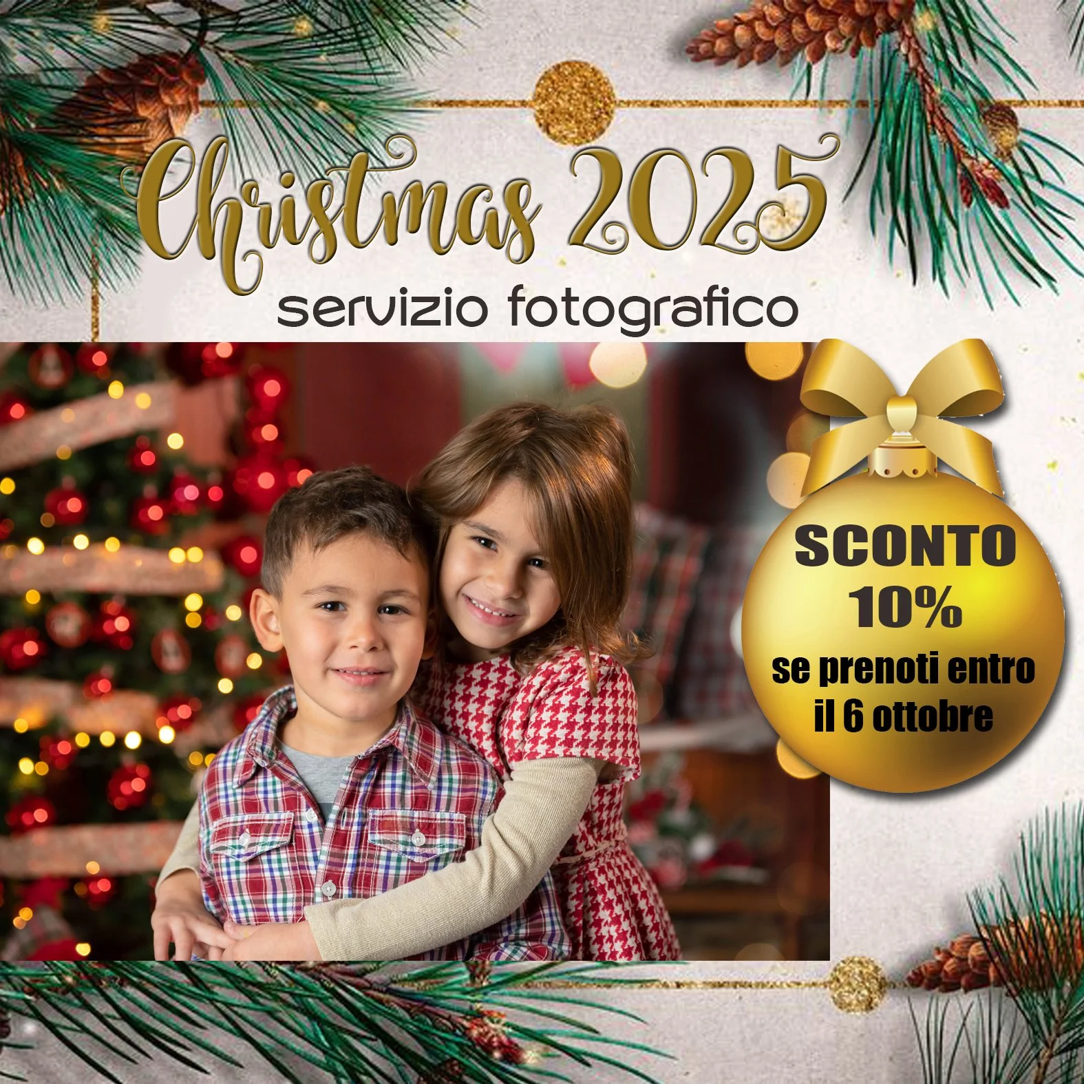 ⭐️Il periodo pi&ugrave; magico dell'anno sta per arrivare e noi ti aspettiamo in un set tutto nuovo per il servizio fotografico di Natale!
I servizi si svolgeranno dall'8 novembre al 13 dicembre...e se prenoti entro il 6 ottobre avrai uno SCONTO DEL 