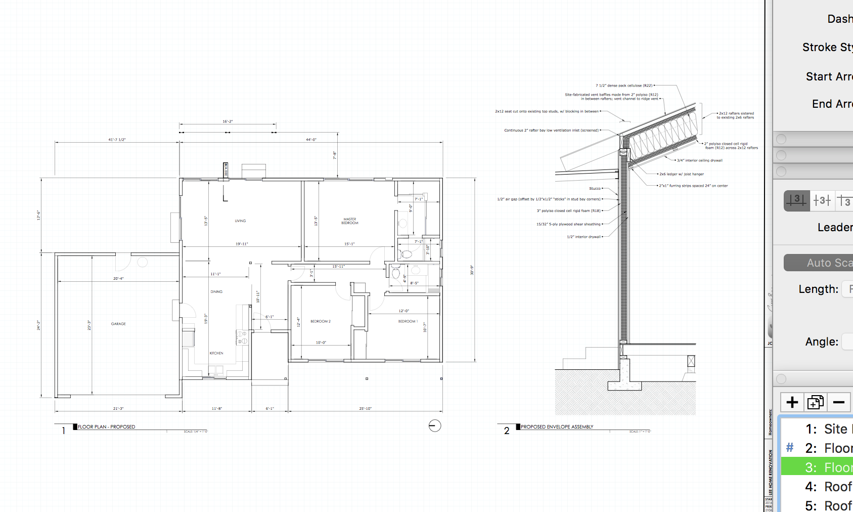 Architectural drawings generated in Layout from the SketchUp building model using the process described in The SketchUp Workflow for Architecture