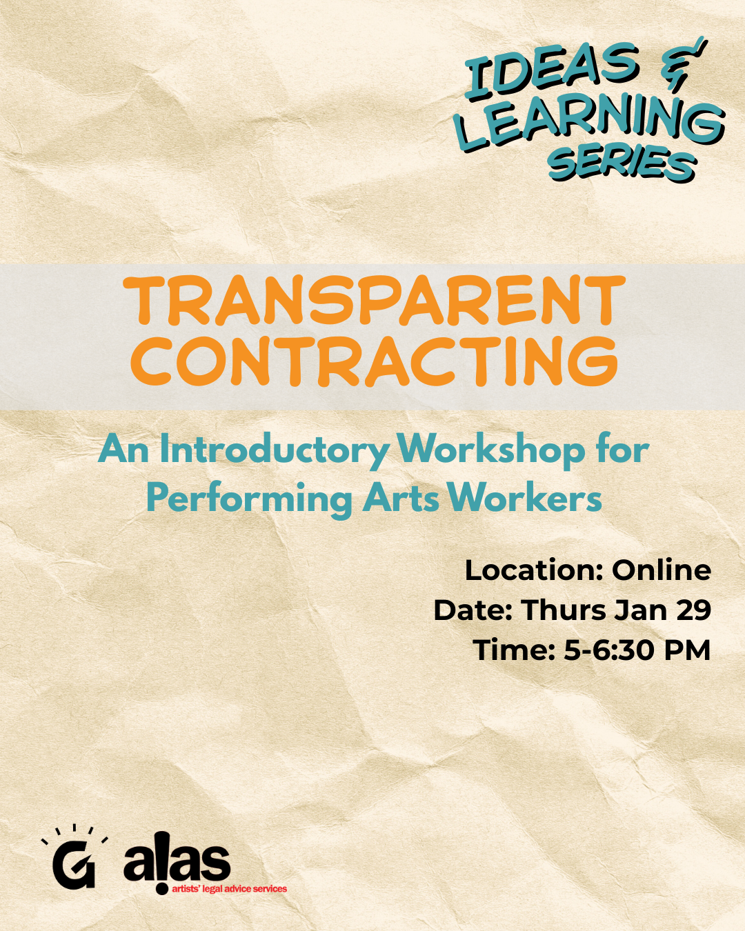 Transparent Contracting: An Introductory Workshop for Performing Arts Workers 