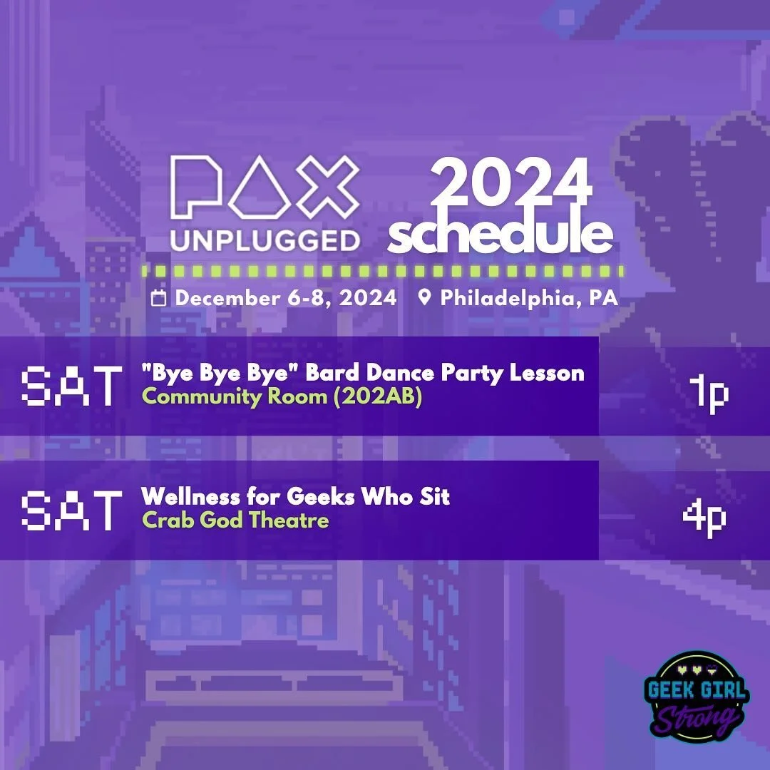 PHILLY! PAXU! I&rsquo;m teaching &ldquo;Bye Bye Bye&rdquo; again, but this time it&rsquo;s different. 🪕 Then I&rsquo;m teaching our fav #WellnessforGeeksWhoSit, and as always I&rsquo;ve leveled it up! See you there?

🎲 #paxunplugged #paxunplugged20