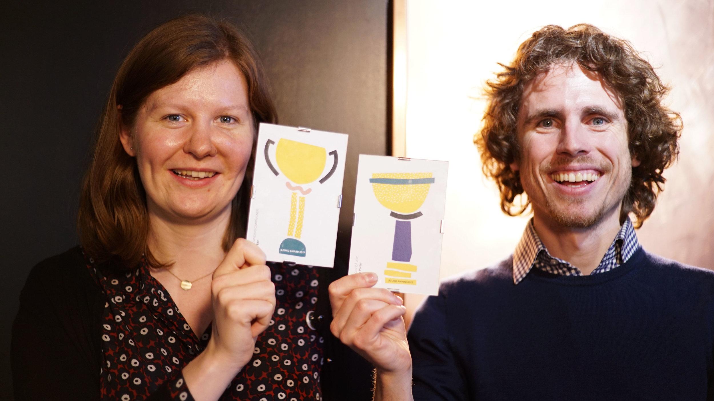 Two of our AzuKo award winners. Elly Earl, 'Outstanding Campaigner' and Si-Joe Portal, 'Bringer of Joy'.