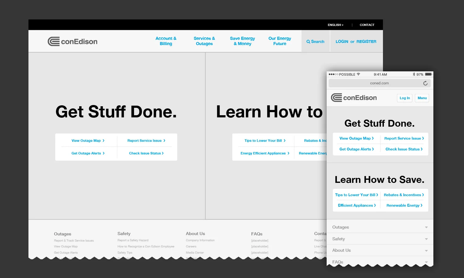 ConEd.com Wireframe Homepage Template