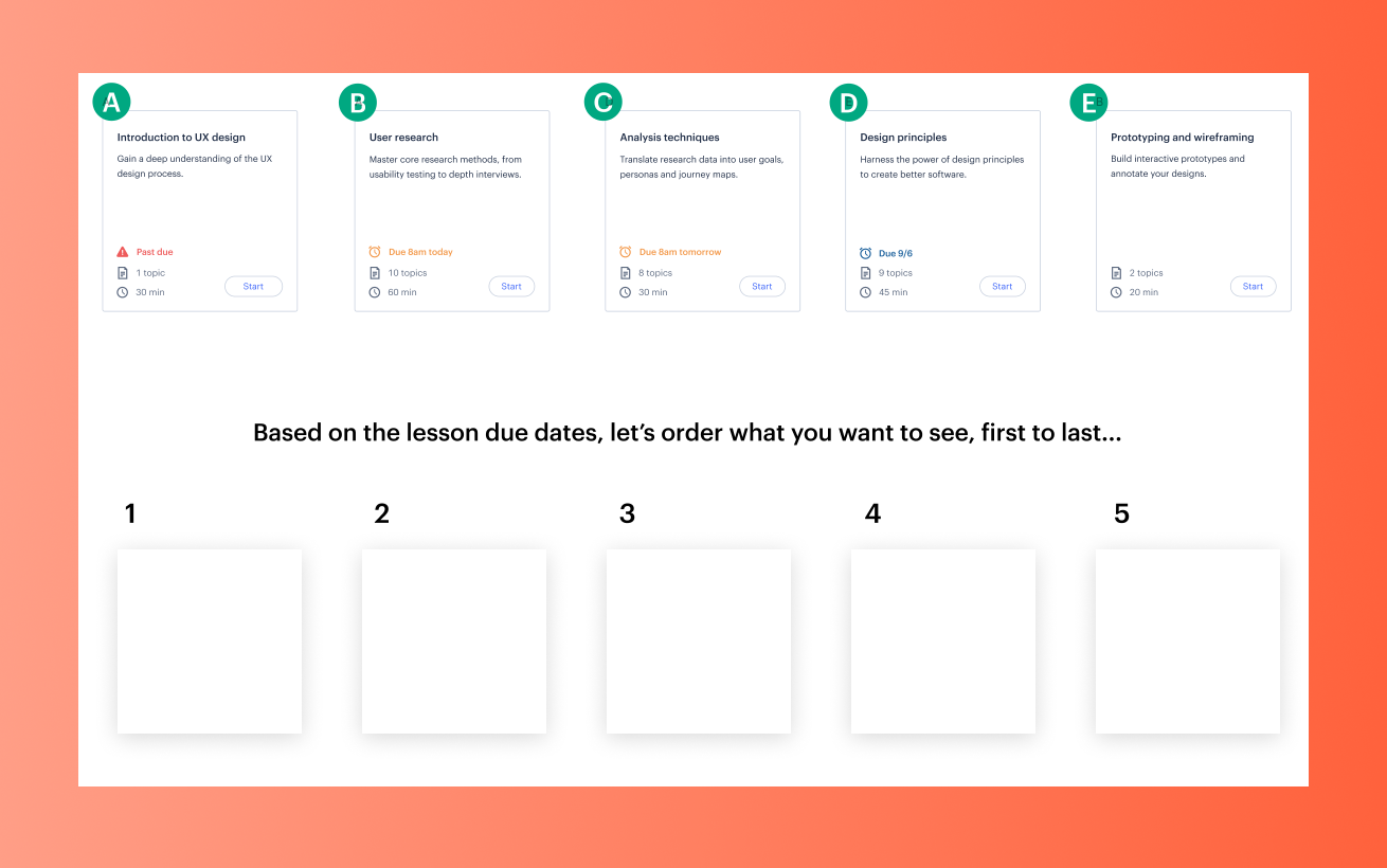 UX research stimuli / card sort