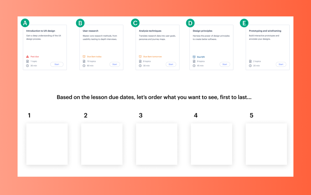 UX research stimuli / card sort