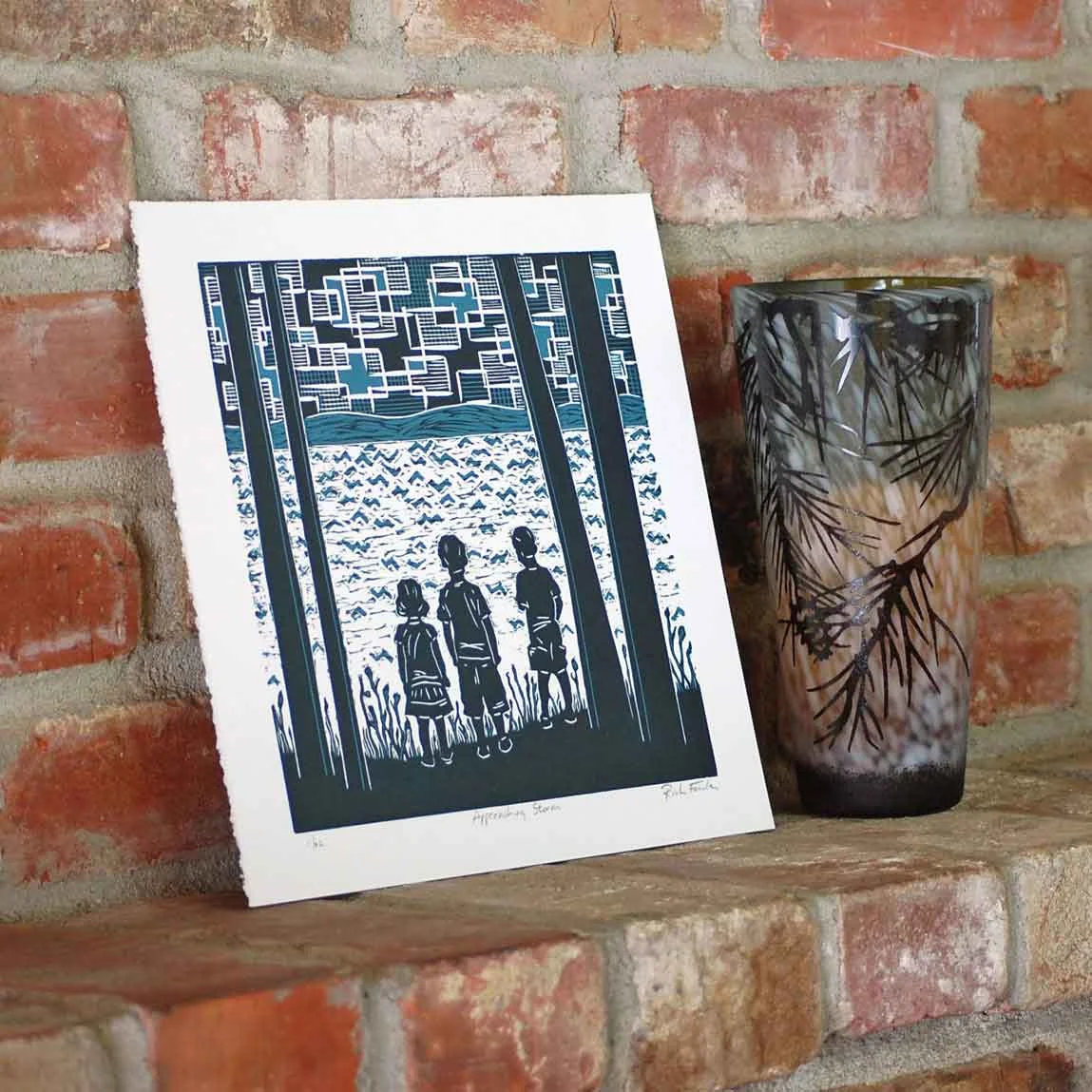 Approaching Storm | Reduction Linocut Print