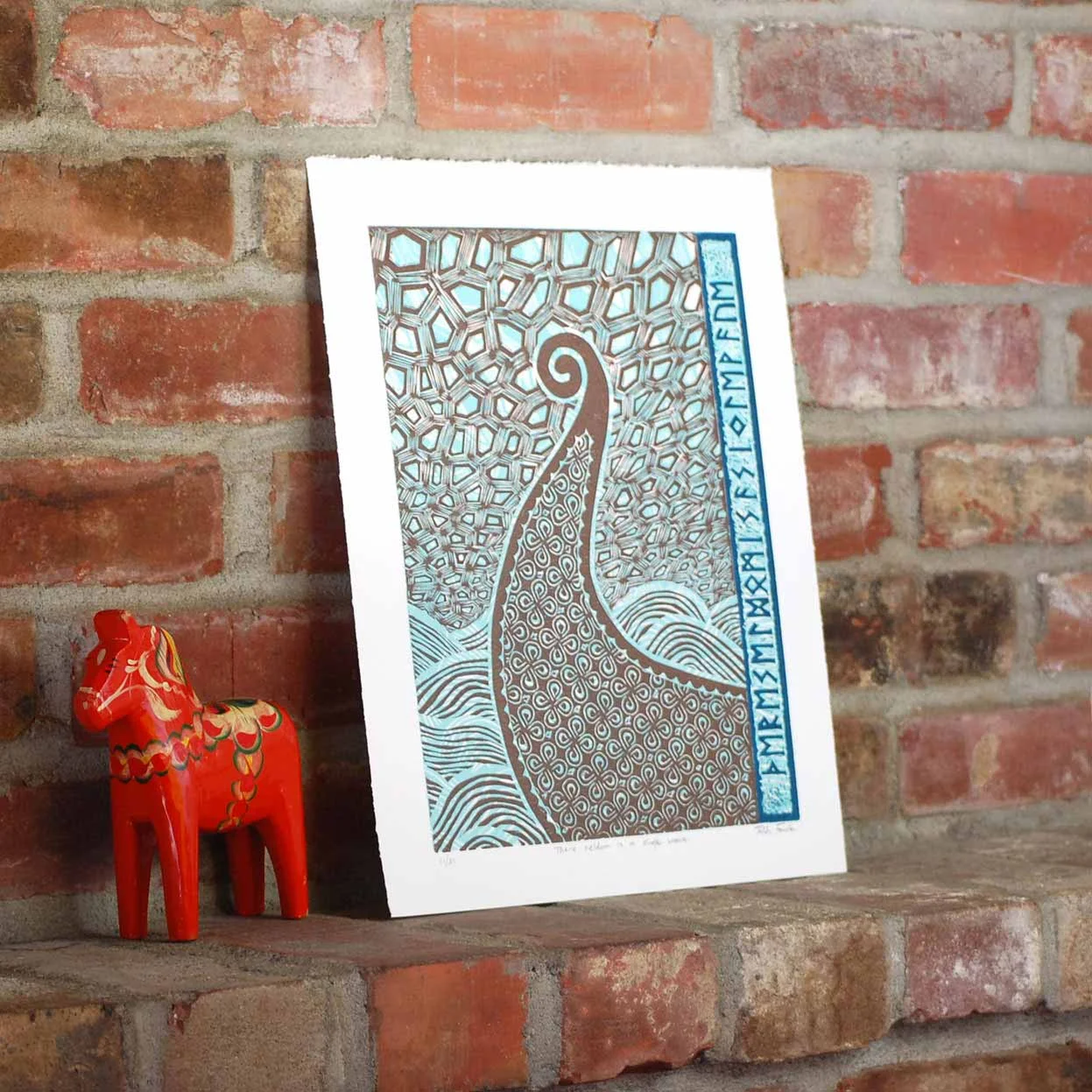 There Seldom is a Single Wave | Linocut Print