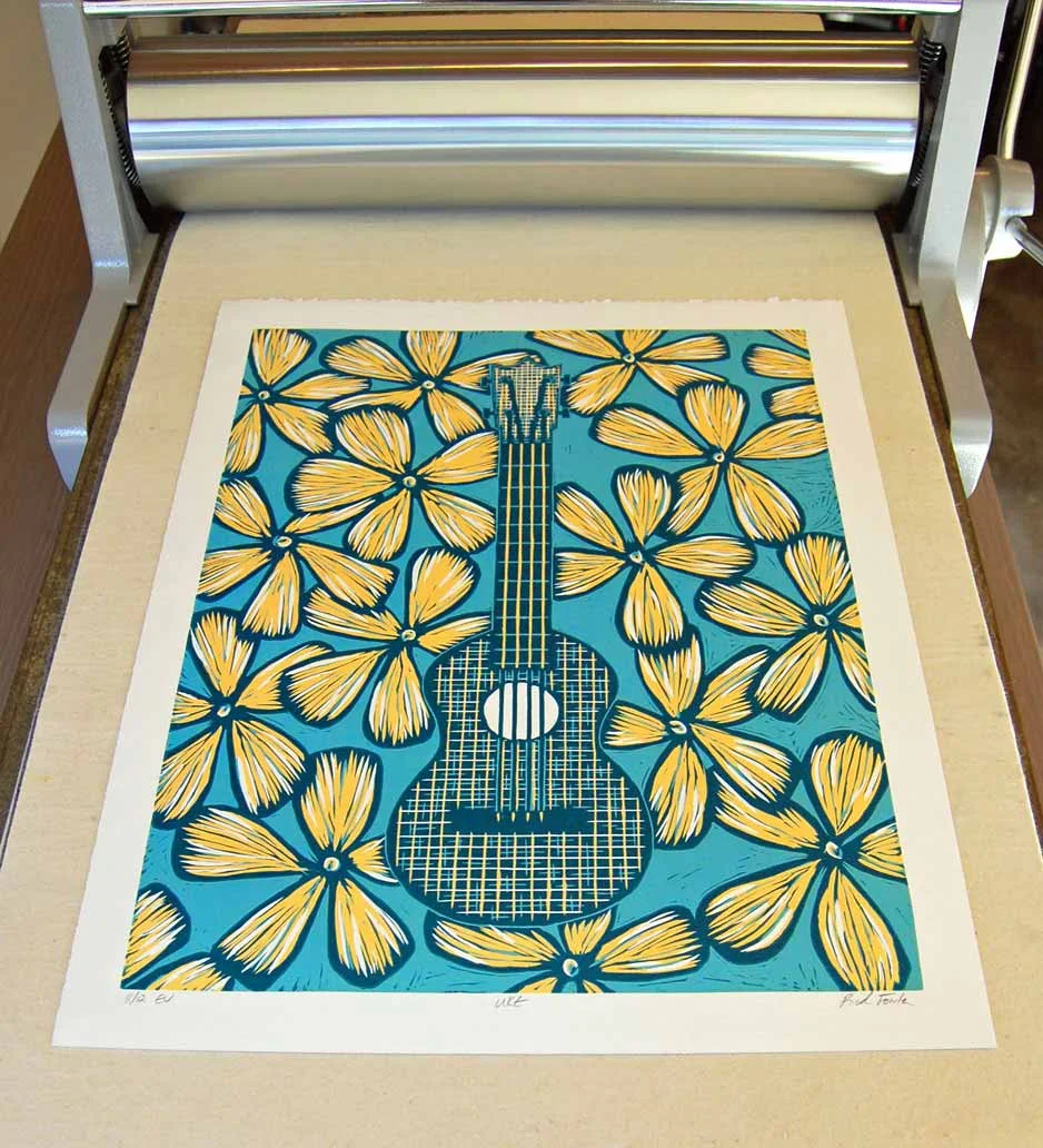 Ukulele | Reduction Lino Print
