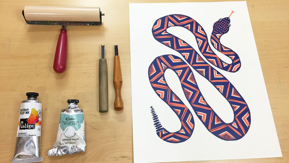 Online Linocut and Reduction Print Course