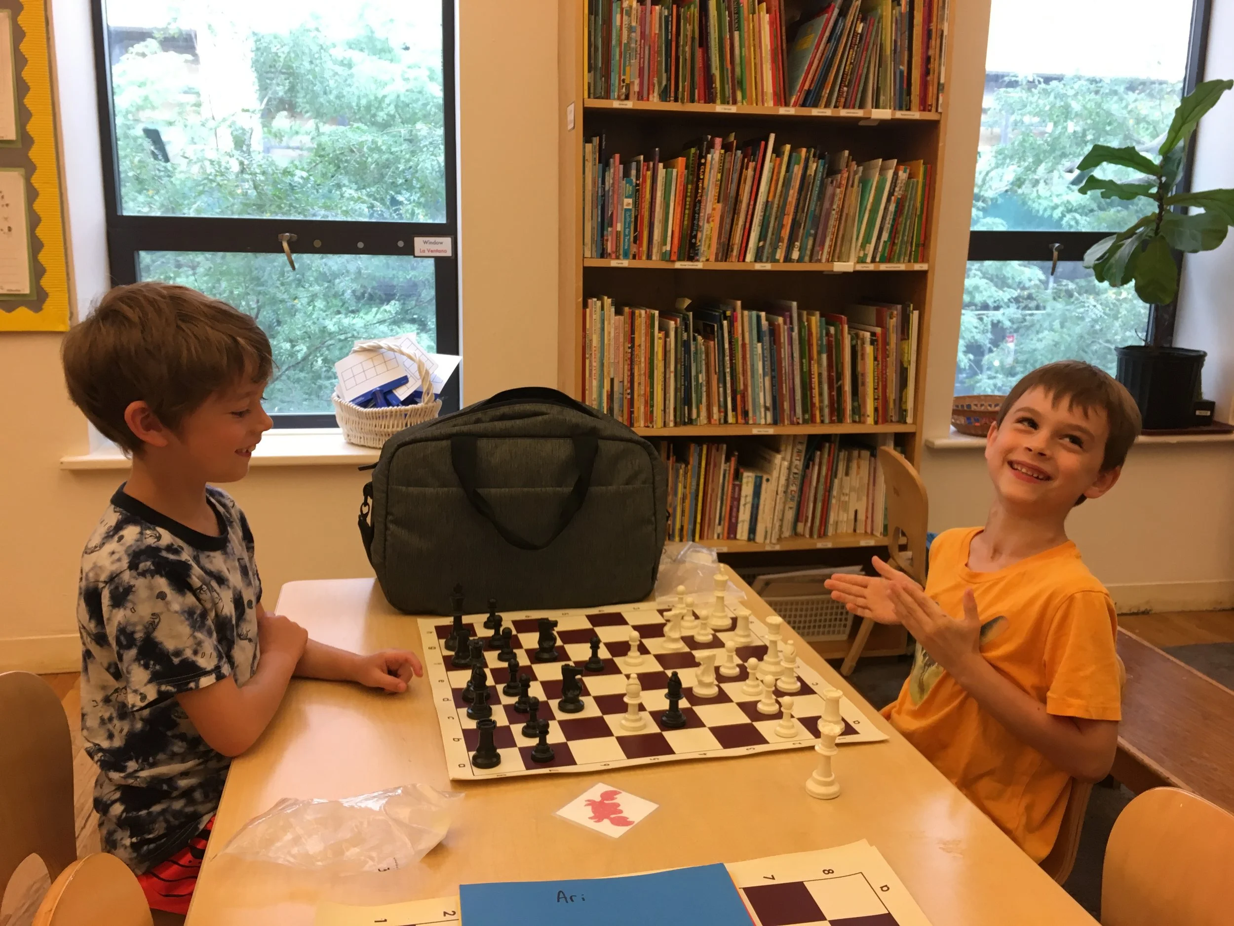 Students practice their skills during a session of Chess.