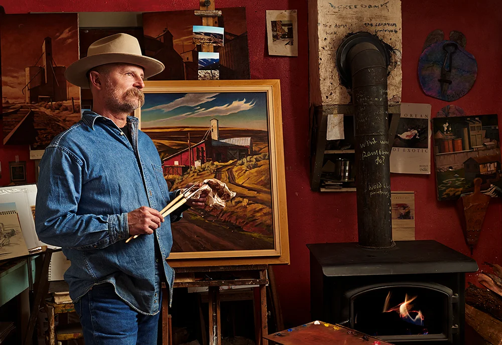 Painter Dan Robinson in his Fossil, OR studio