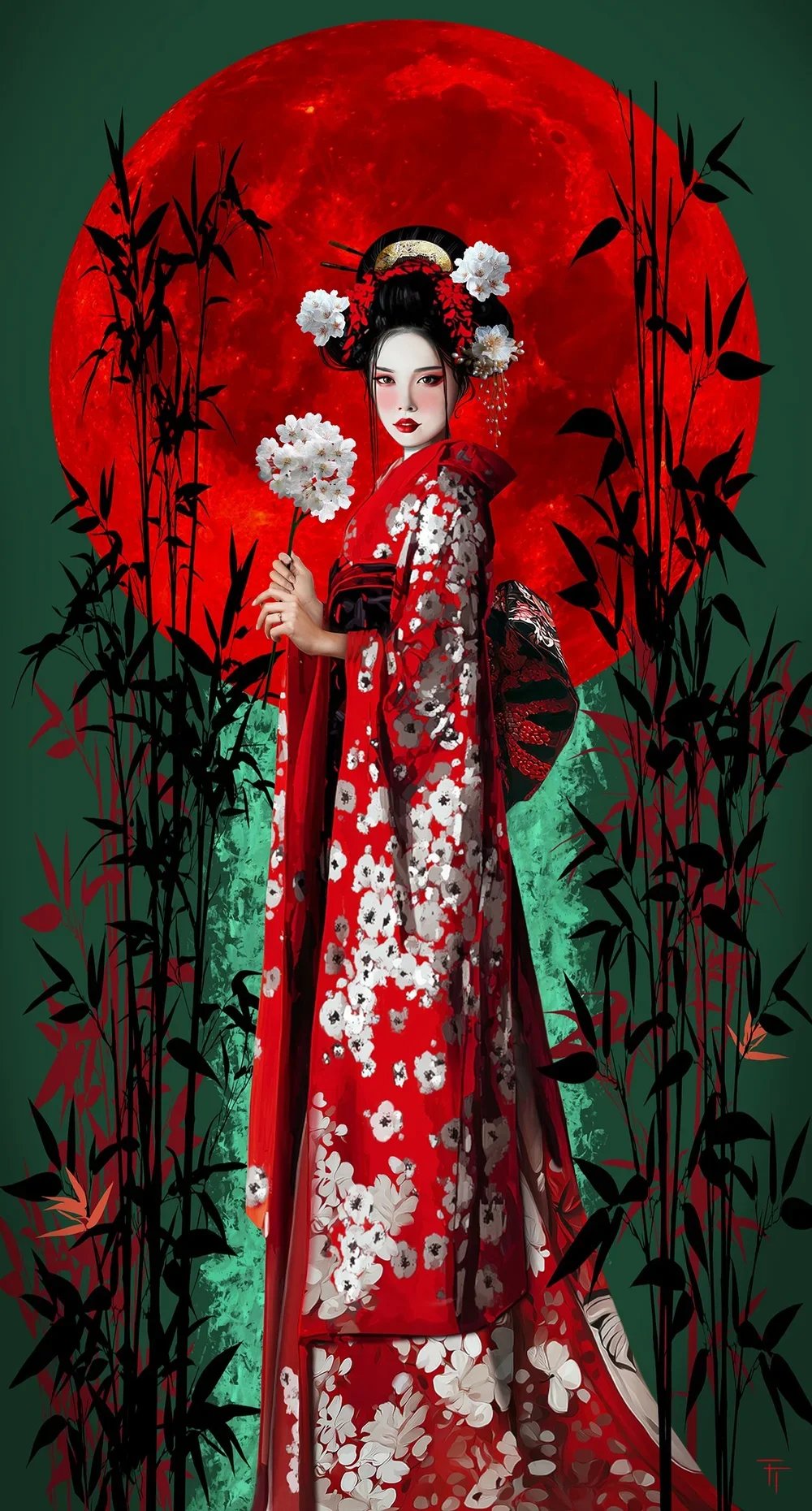 Blood Moon Geisha - Canvas Print