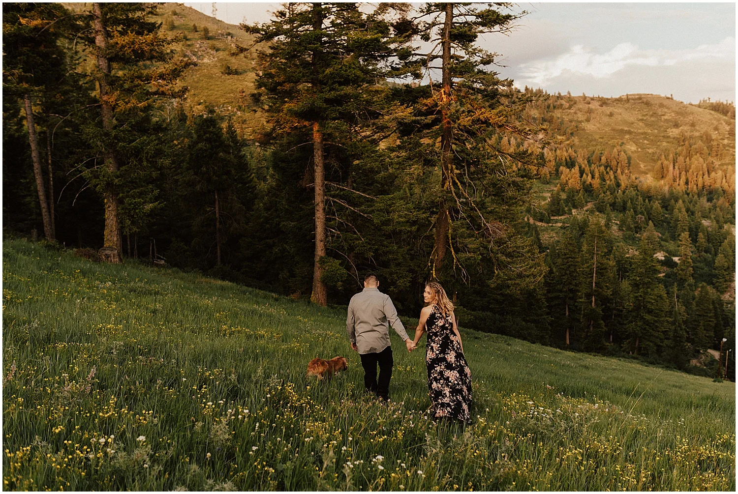 ABBY + JORDAN (+LOLA) // SUMMER MOUNTAIN GOLDEN RETRIEVER ENGAGEMENT SESSION