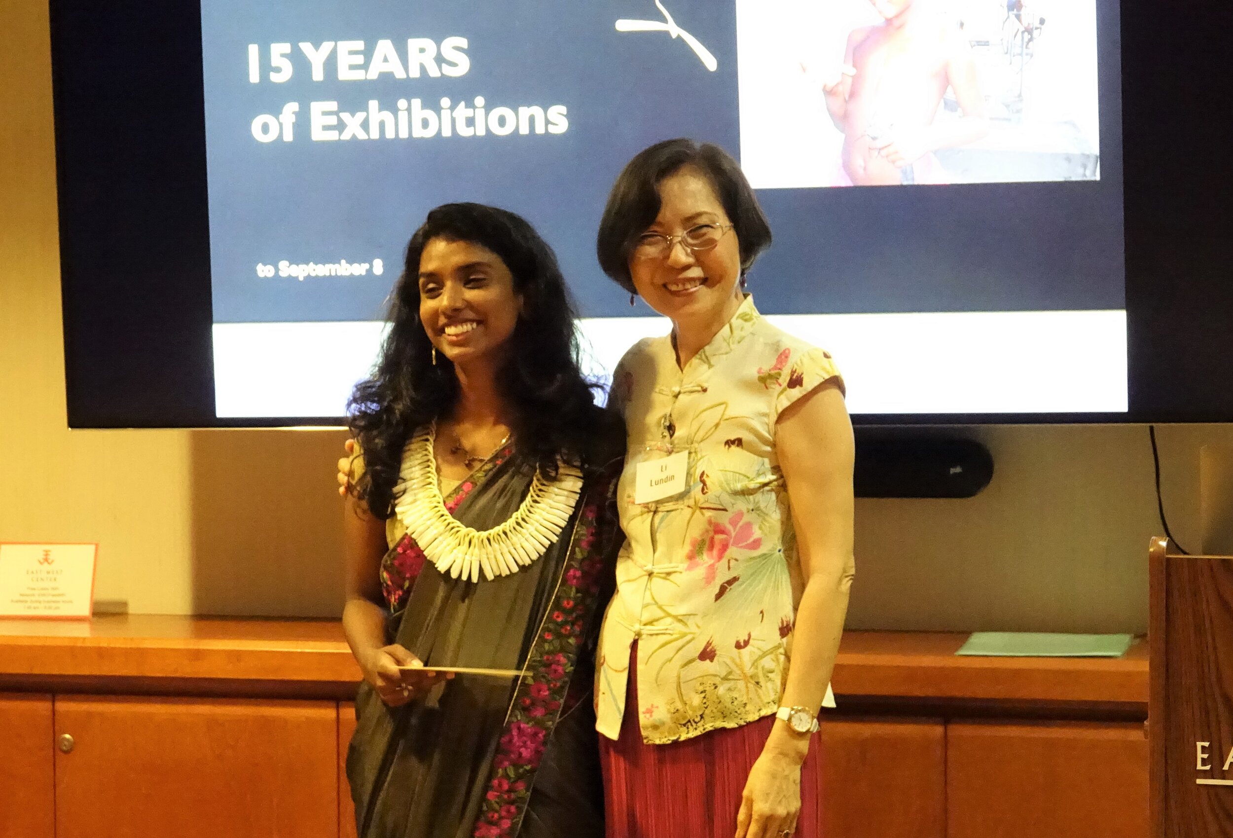  Miss Marina George received the Society's Rhoda E.A. Hackler Scholarship of $1,500 from President Li Lundin for the 2019-2020 academic year. Marina is from India where she worked as a disability rights advocate and researcher, studying the effects o