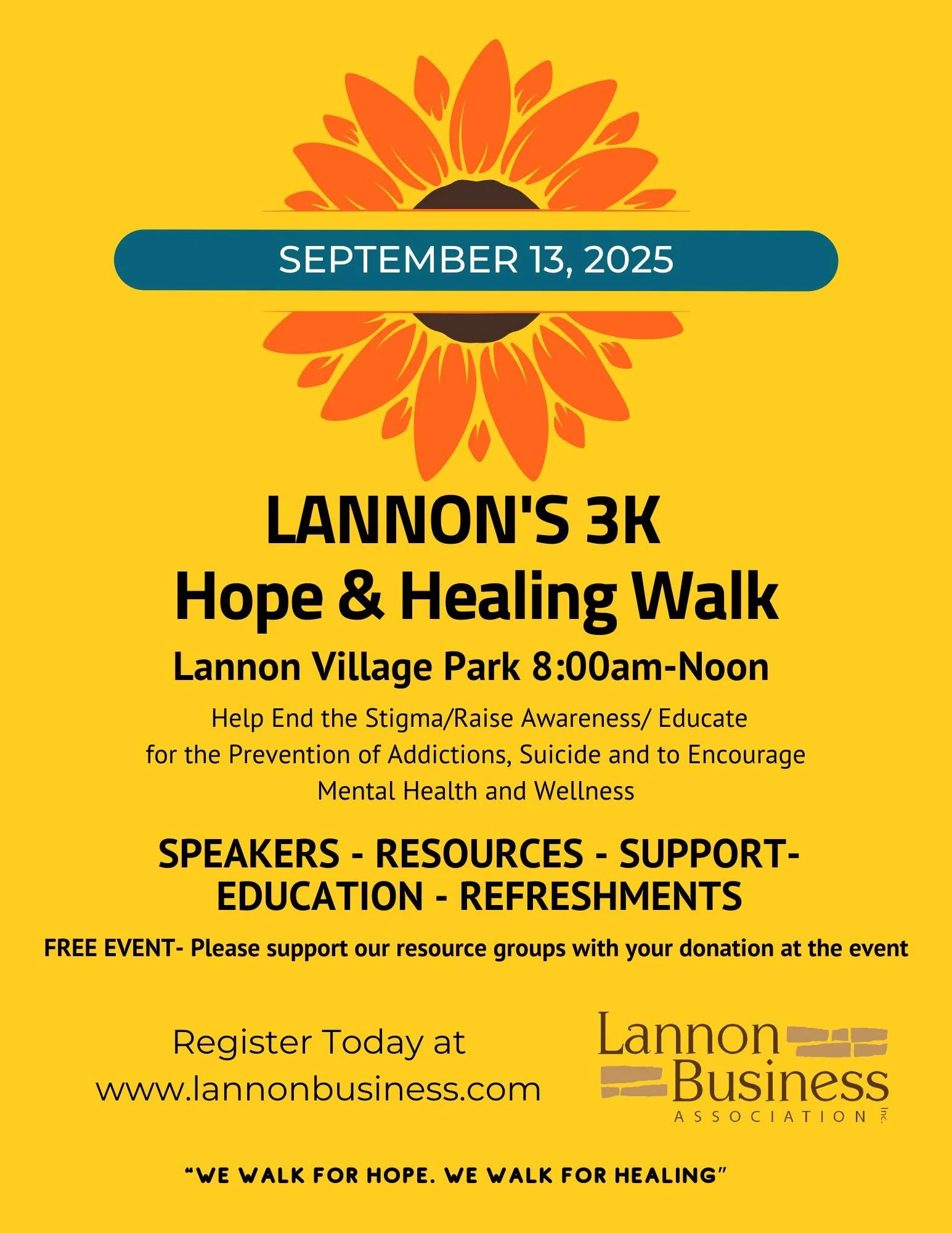 Lannon's 3K Awareness Walk Event for Hope & Healing