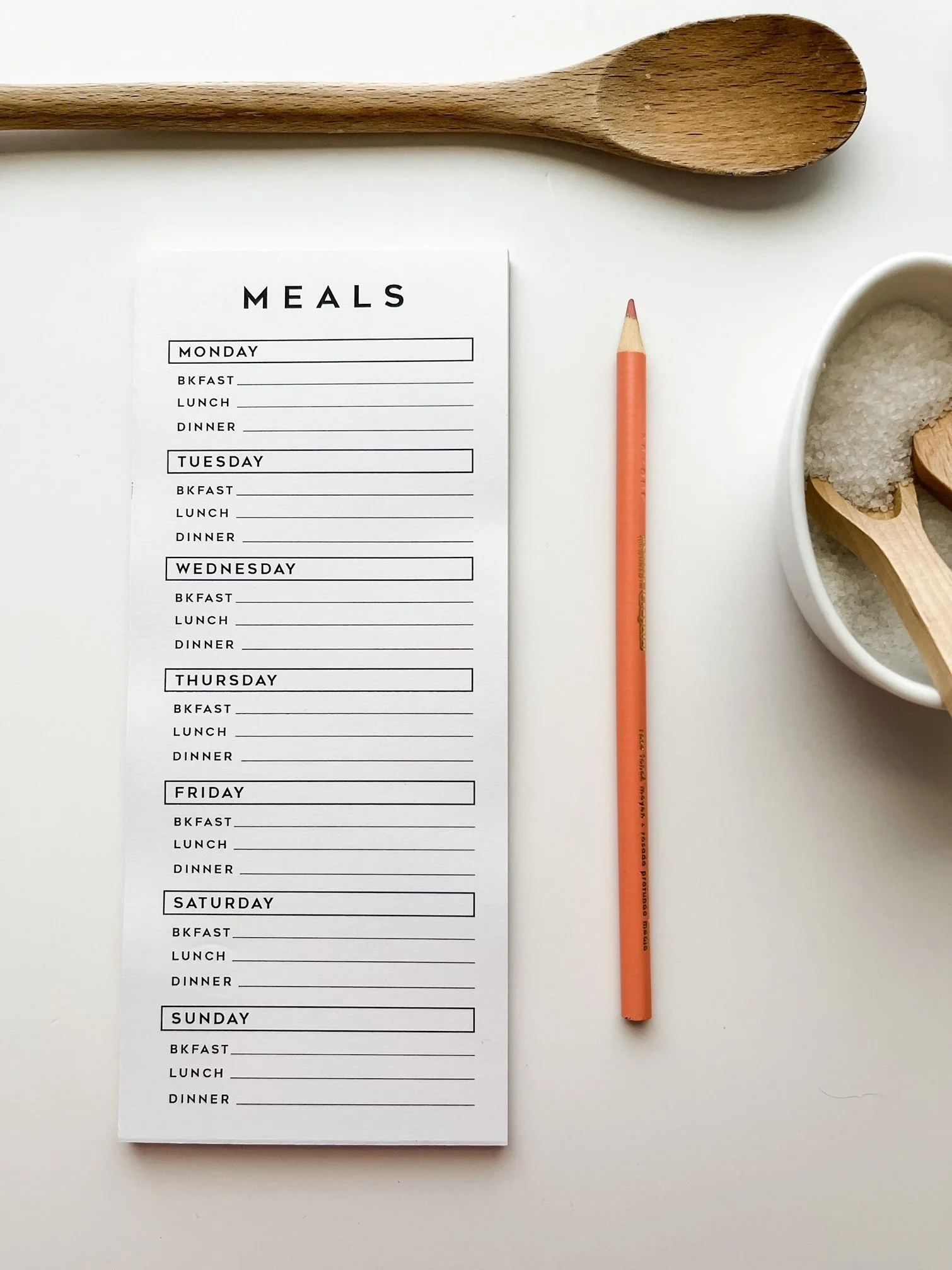 Weekly Meals Notepad