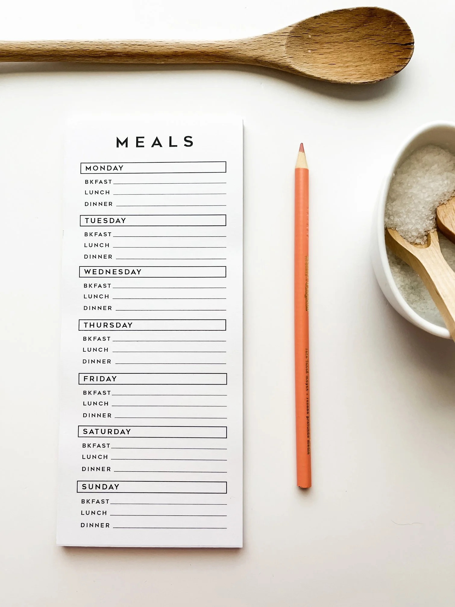 Weekly Meals Notepad