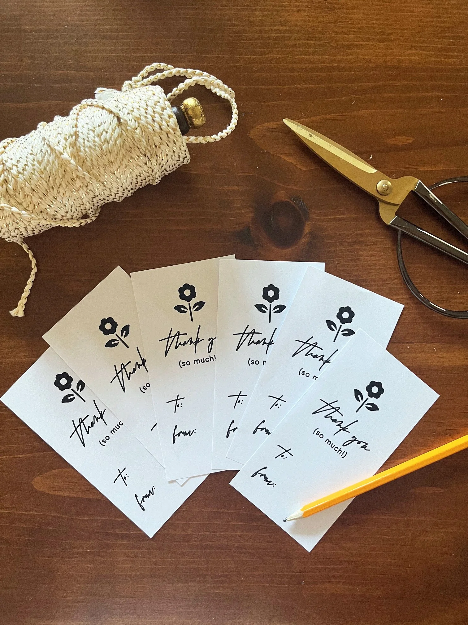 Flower Thank You Gift Tags - Printable Sheet (Set of 6)