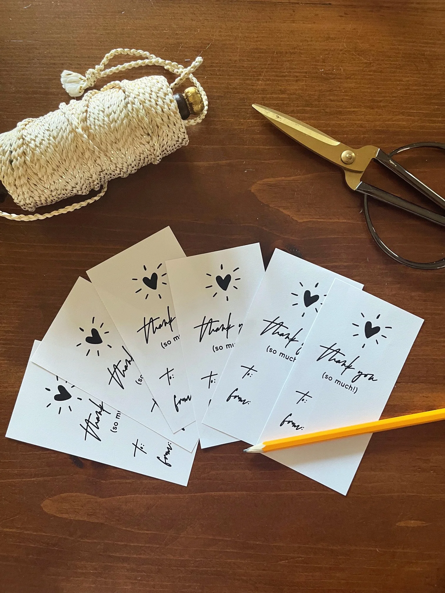 Heart Thank You Gift Tags - Printable Sheet (Set of 6)