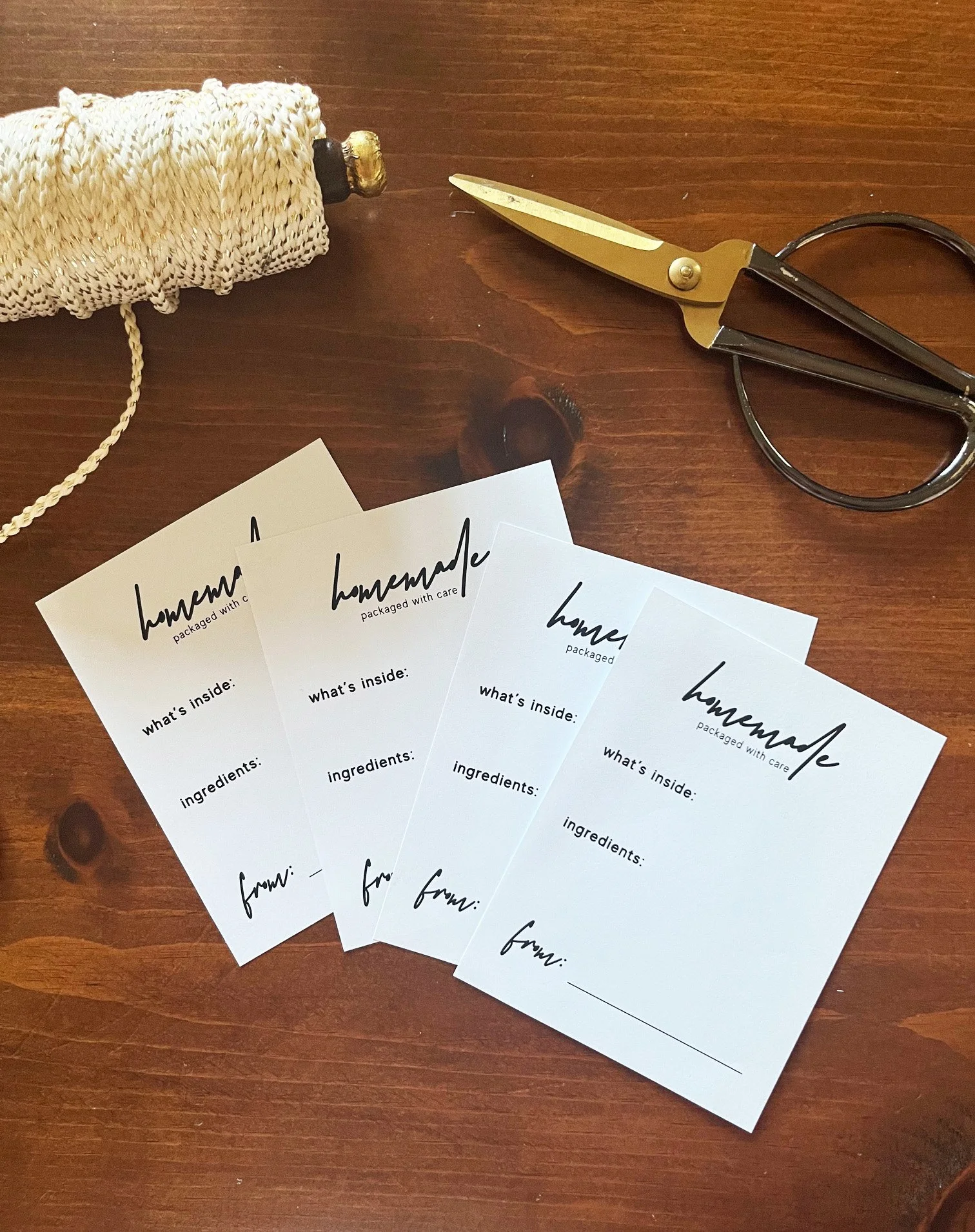Homemade Gift Tags - Packaged w/ Care - Printable Sheet (Set of 4)