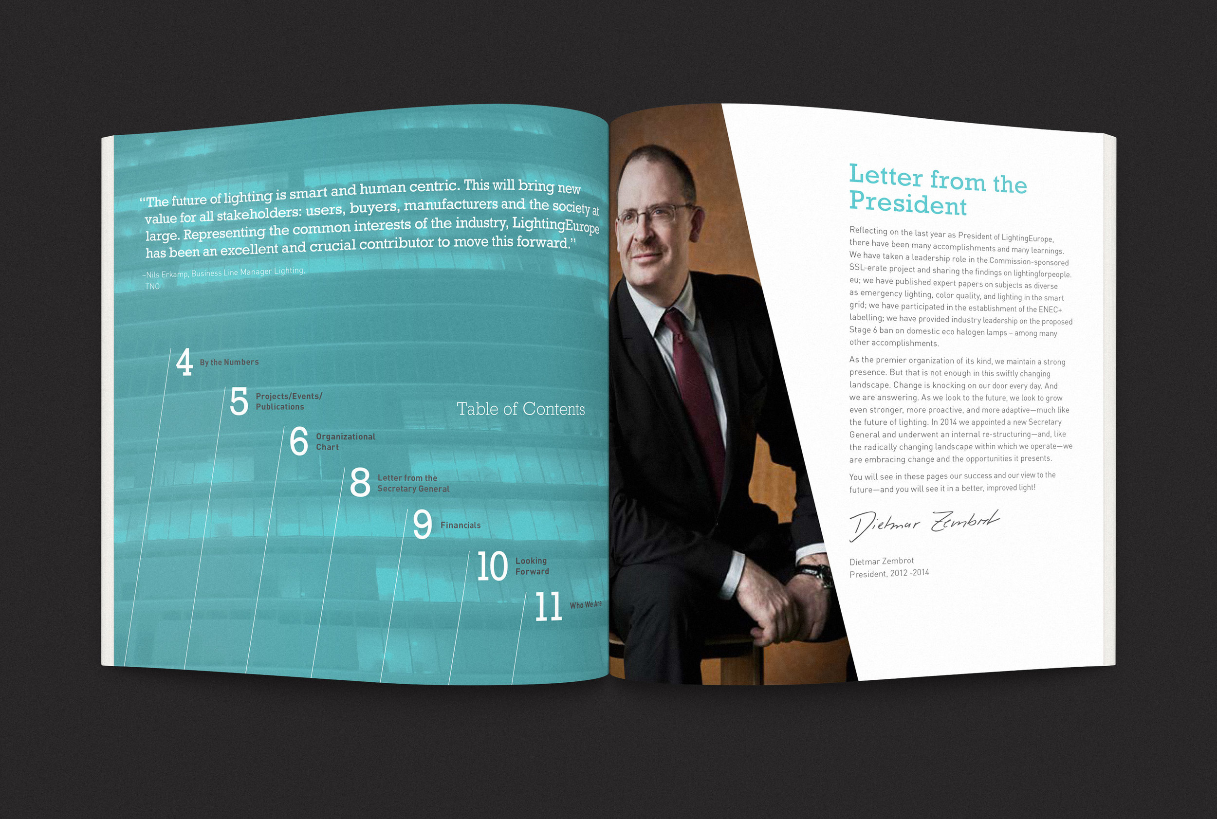 lighting europe annual report graphic design Yumi creative