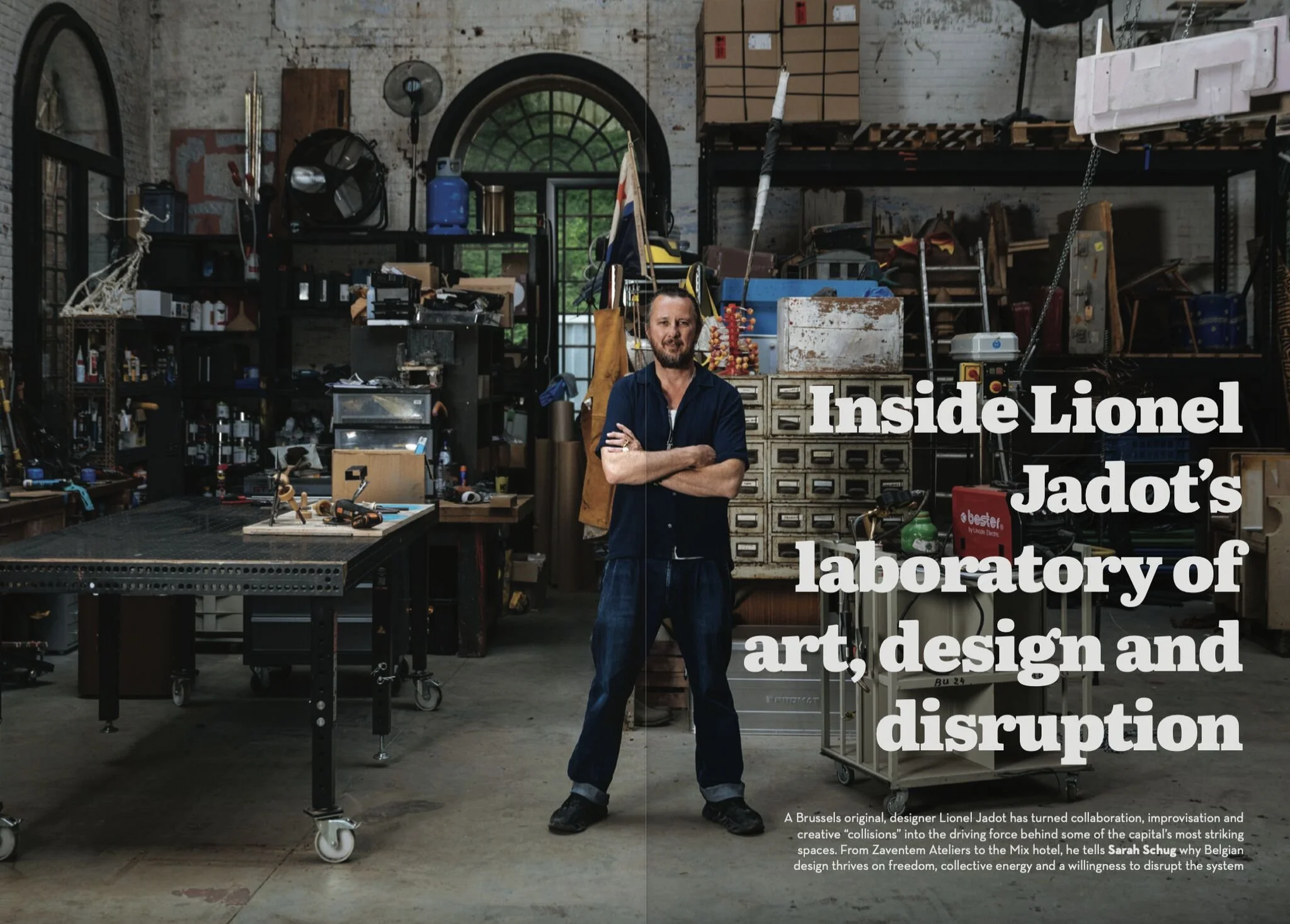 Designer and artist Lionel Jadot in his Brussels studio in Zaventem Ateliers