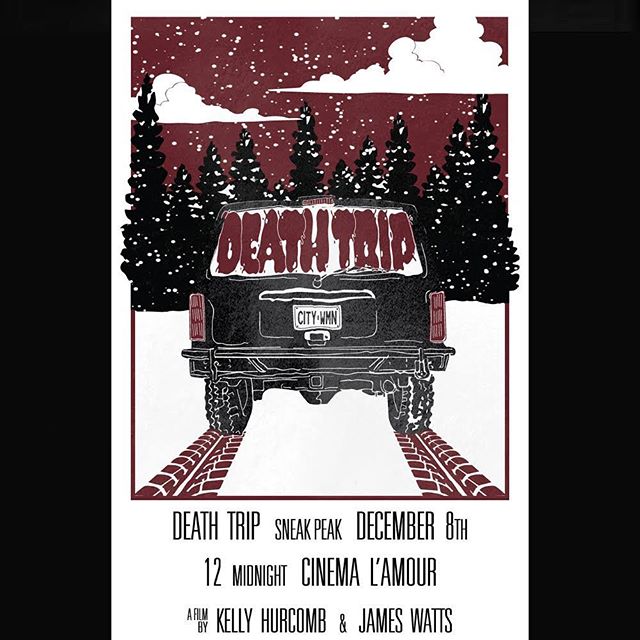 ANOTHER OUTSTANDING POSTER! This one by @beardough DEATH TRIP! *LINK TO EVENT IN BIO* (Dec 8 @ Cinema L&rsquo;Amour) #acting #horrormovies #folk #montreal #thegame #indiefilm #ohnohedidnt #canadafilm #ontario #quebec #deathtrip #behindthescenes #indi
