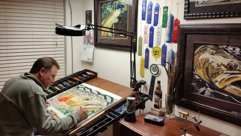 Travis Sylvester working his Jedi color pencil magic.