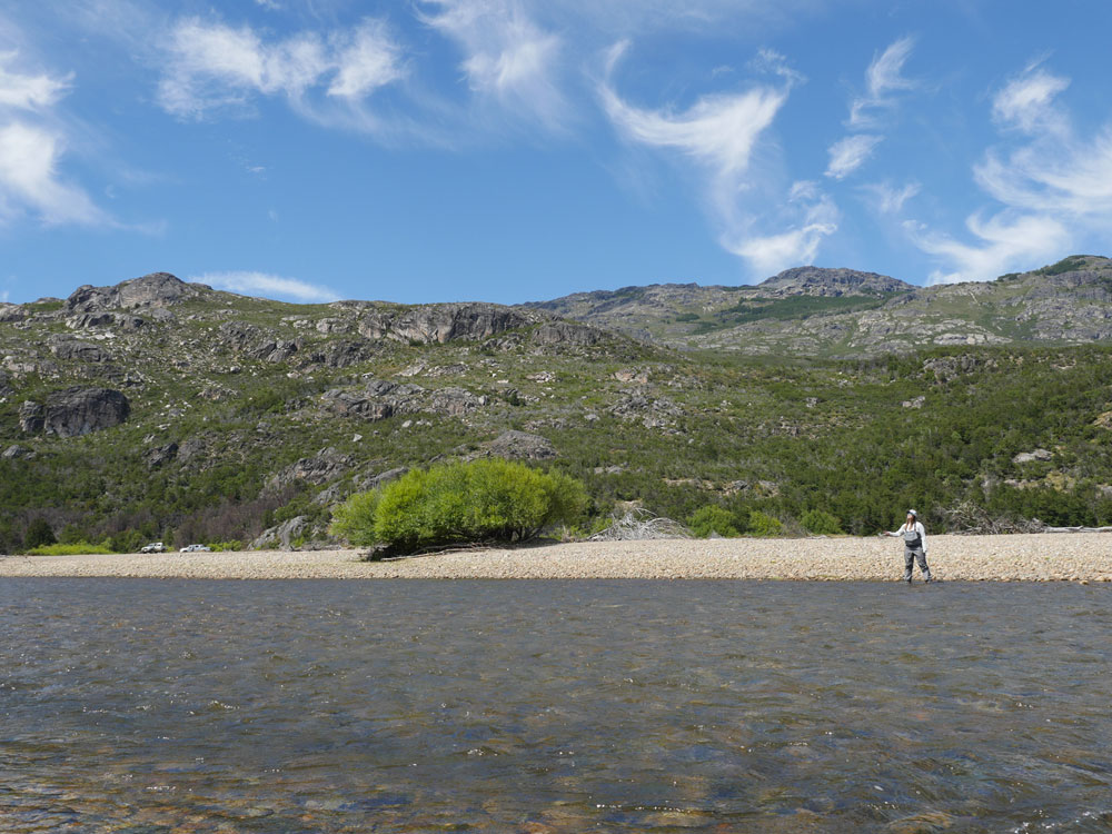 Almost too scenic to fish. Sascha stream side in Patagonia.