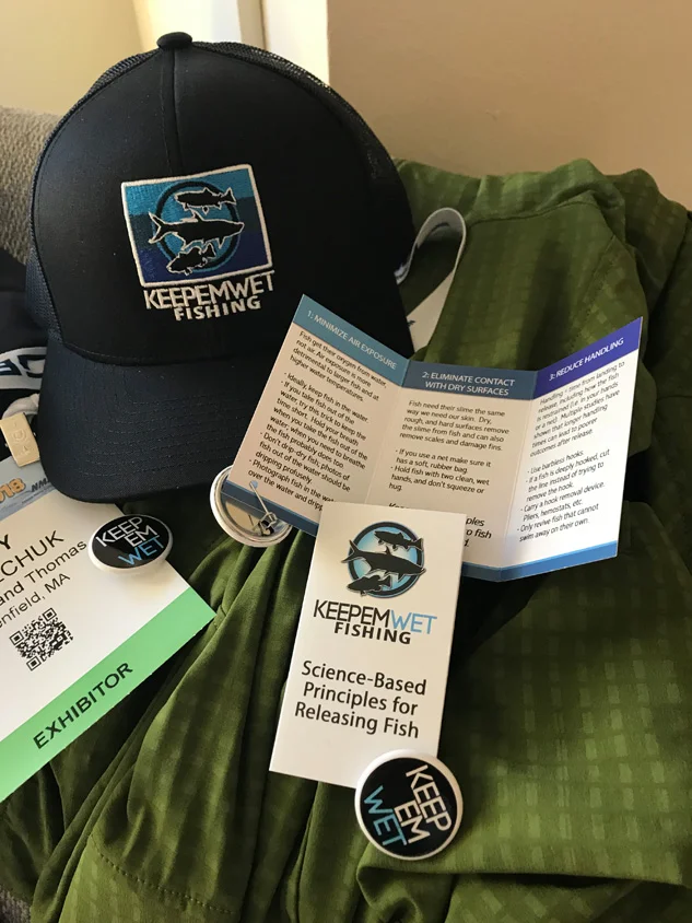 Inside the Keepemwet fish bowls info cards and pins shared our catch-and-release best practices and tips.