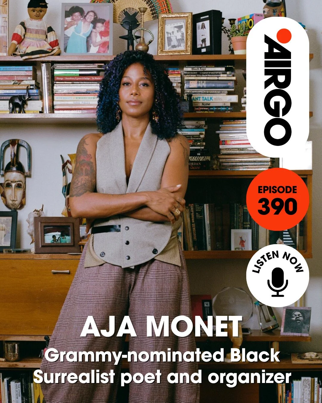 The guys have the privilege of hopping on the line with brilliant poet, artist, and cultural organizer aja monet. 

A longtime guiding light of the poetry and spoken word community, aja's debut album, when the poems do what they do, was nominated for