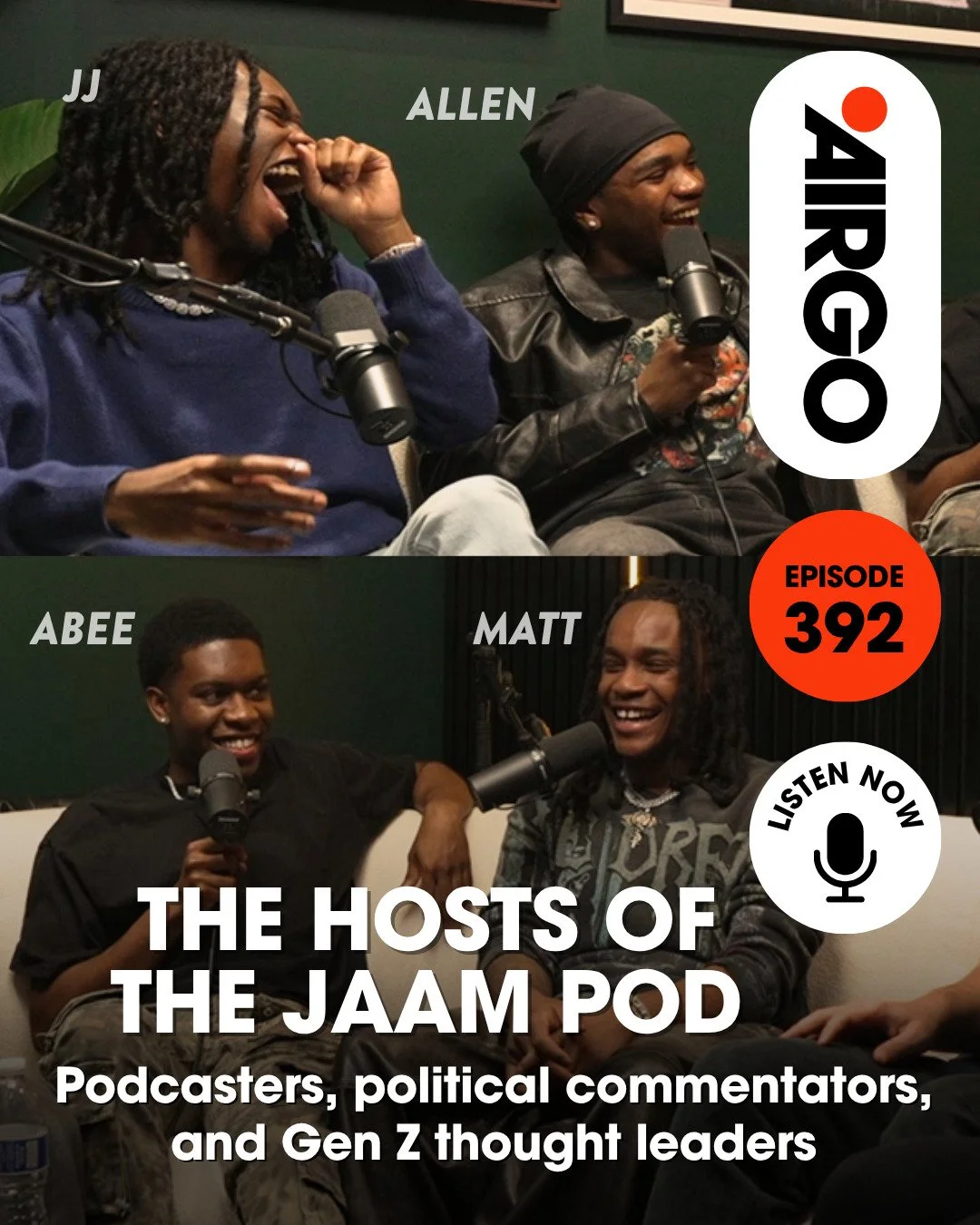 We welcome four youthful hope-givers and fellow Chicago podcasters to the AirGo stu&ndash;JJ, Allen, Abee, and Matt of hit show the JAAM Podcast. 

In a little over a year, the guys have built a vibrant and very successful show sharing a razor-sharp 