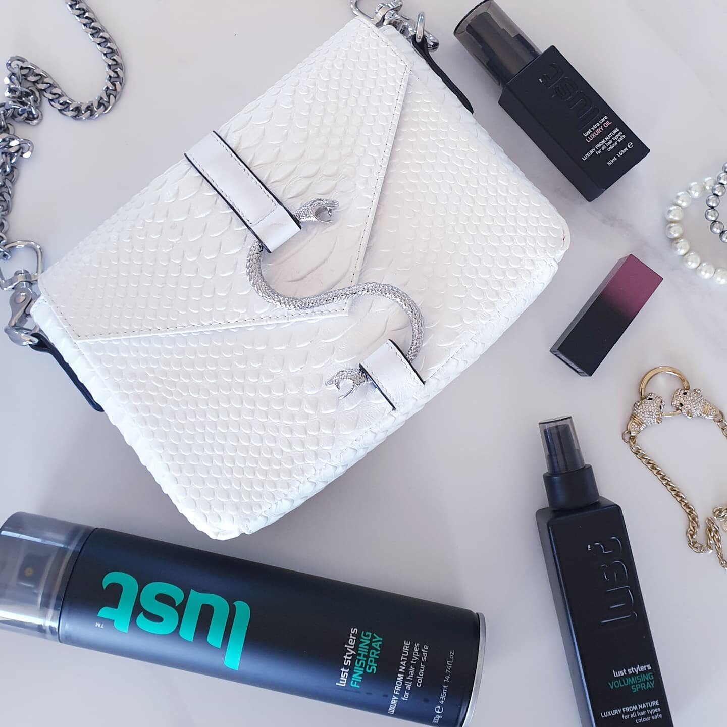 It's FriYAY!!! Who's got plans? Take your hair from day to night with our Lust Luxury Oil, Volumising Spay and Finishing Spray, apply a bright lippy, grab a cute purse from @stolengirlfriendsclub and your ready to go!